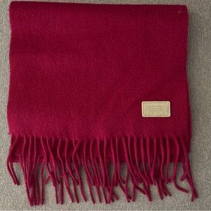 Coach Scarf Women One Size Red Wool Cashmere Fringe (72” X 12”)